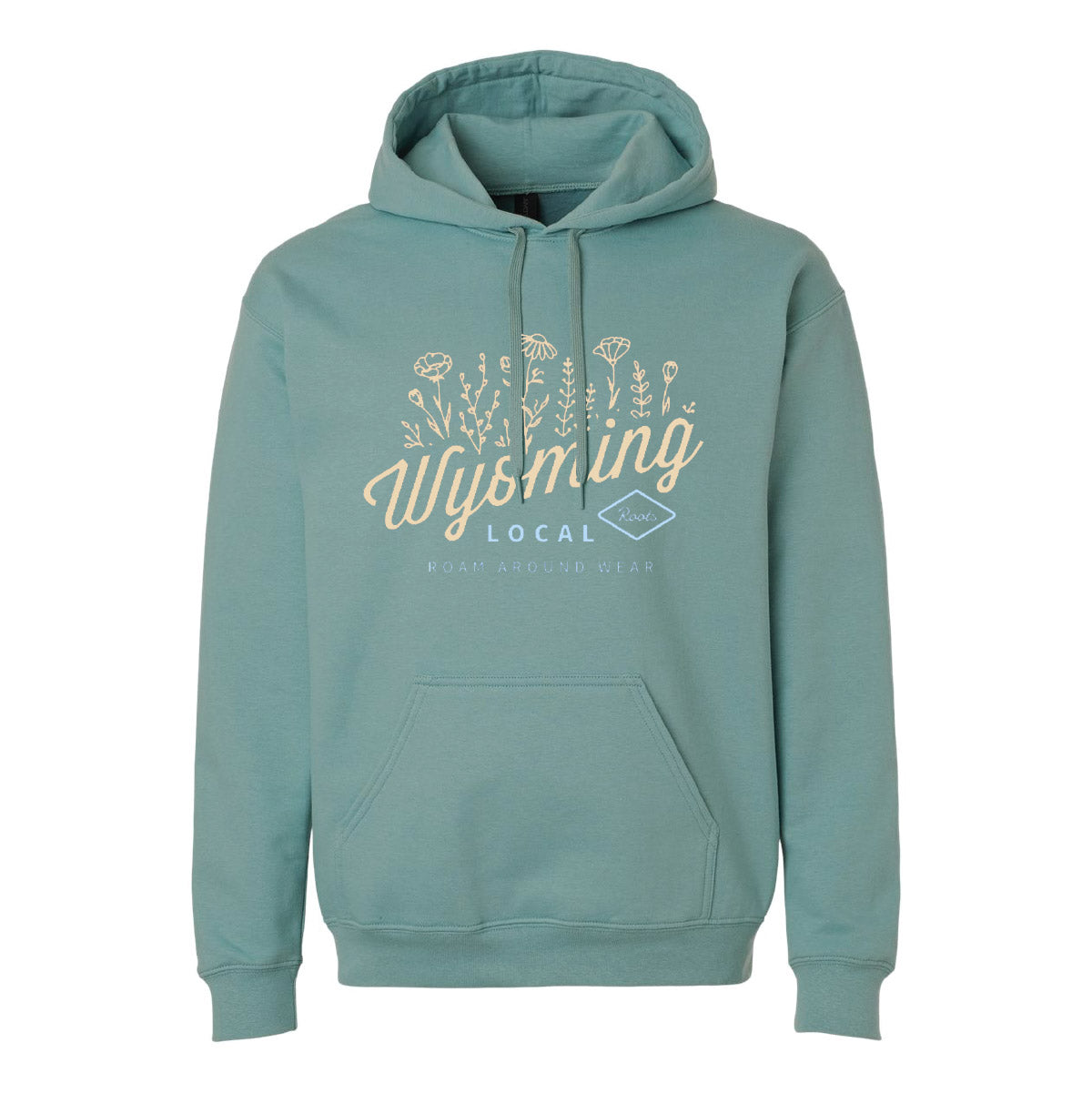 Roam Around Wear is a Wyoming t-shirt company. Unisex Hoodie. Wildflower Wyoming Design.
