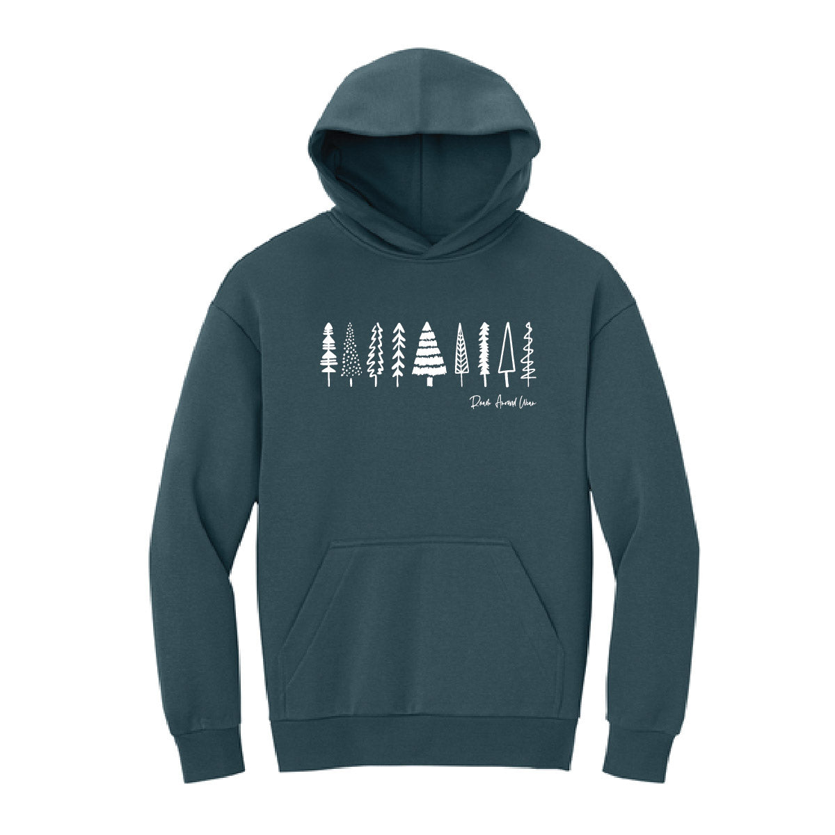 Holiday Trees hooded sweatshirt. Roam Around Wear is a Wyoming T-shirt company based in Gillette, Wyoming