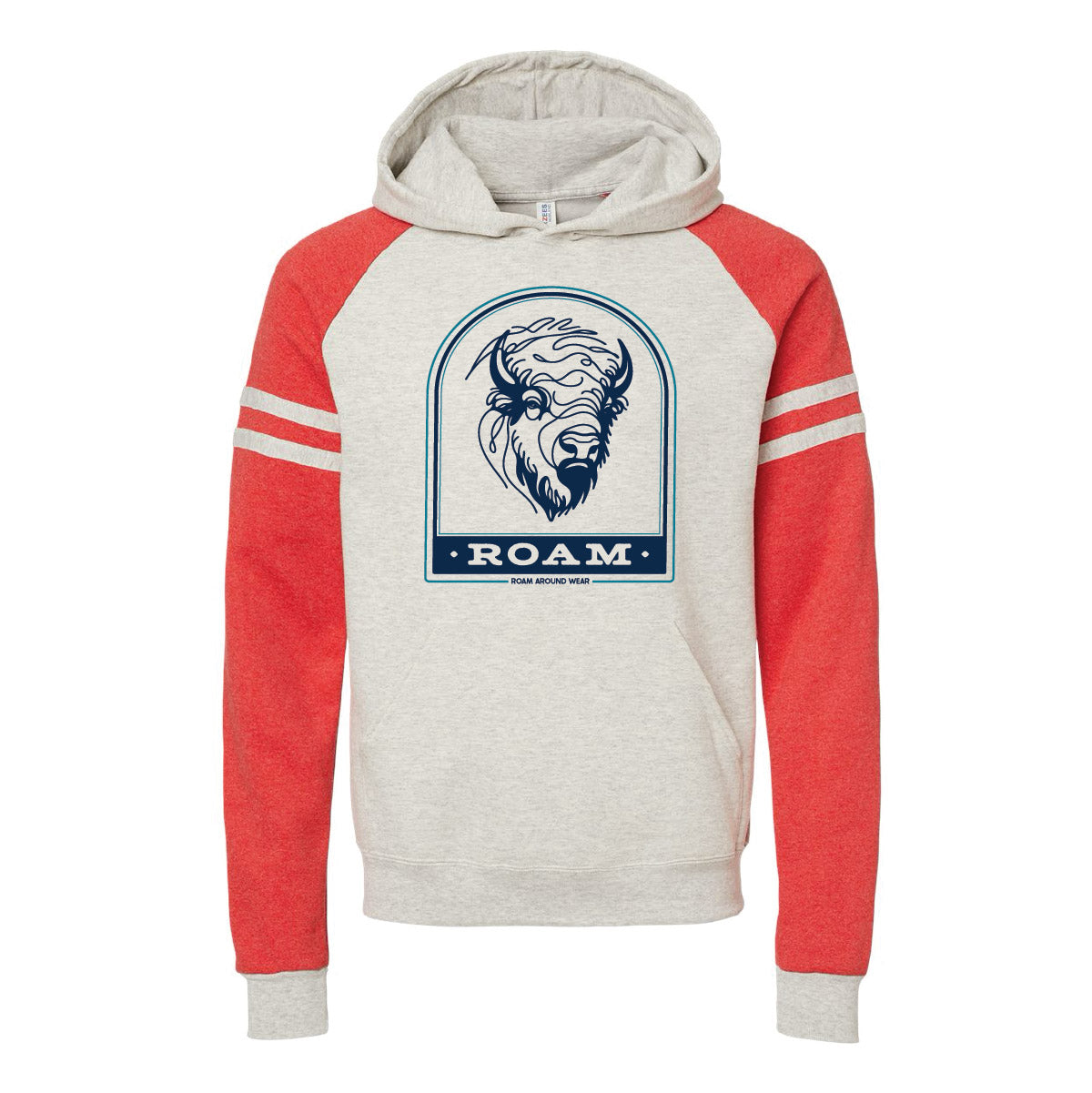 Roam Bison Hooded Sweatshirt. Roam Around Wear is a Wyoming t-shirt company from Gillette, Wyoming.