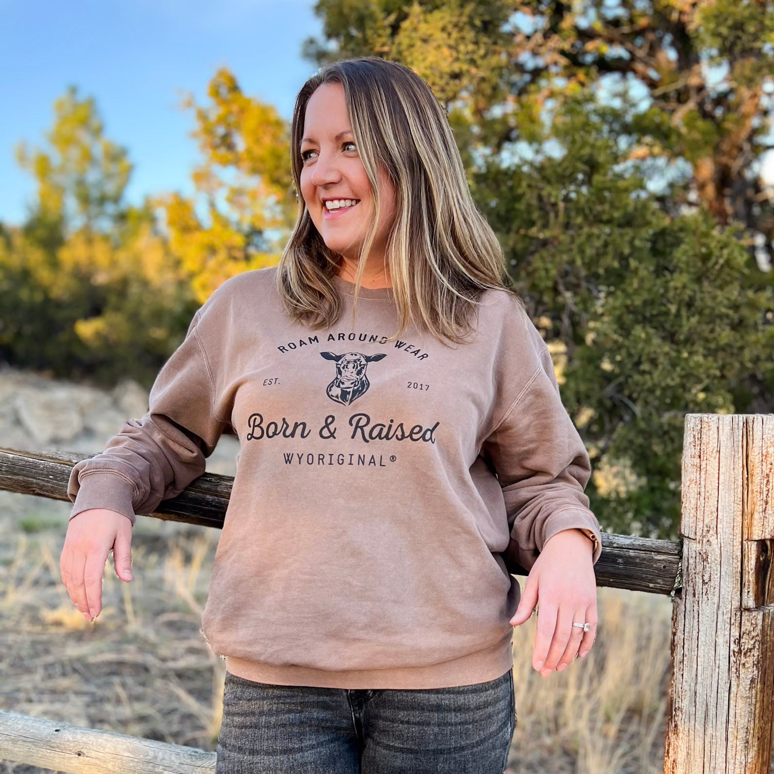 Wyoriginal sweatshirt. Angus cow sweatshirt. Wyoming sweatshirt. Roam Around Wear is a Wyoming t-shirt company based out of Gillette, Wyoing