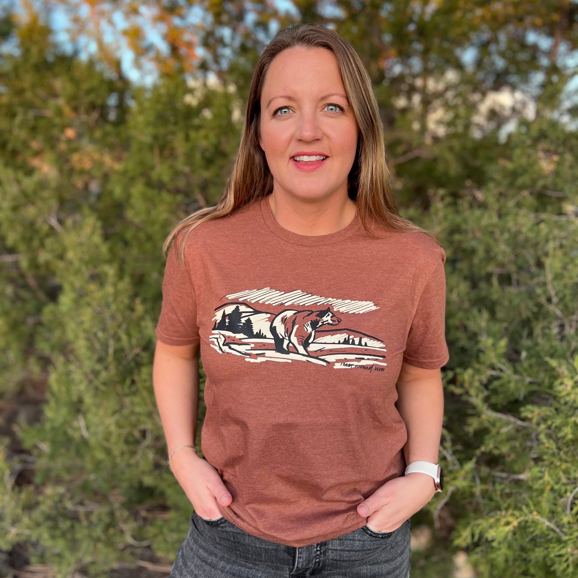 Bear tee shirt. Outdoor bear shirt. Wyoming t-shirt. Unisex shirt. Roam Around Wear is a Wyoming t-shirt company based out of Gillette, Wyoming