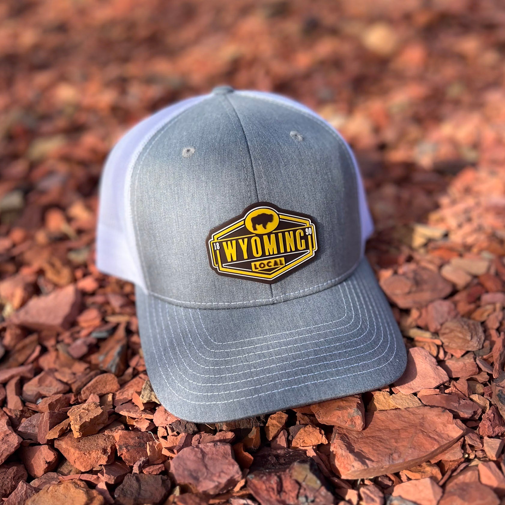 Wyoming pvc patch hat. Wyoming trucker hat. Roam Around Wear is a Wyoming t-shirt company based in Gillette, Wyoming