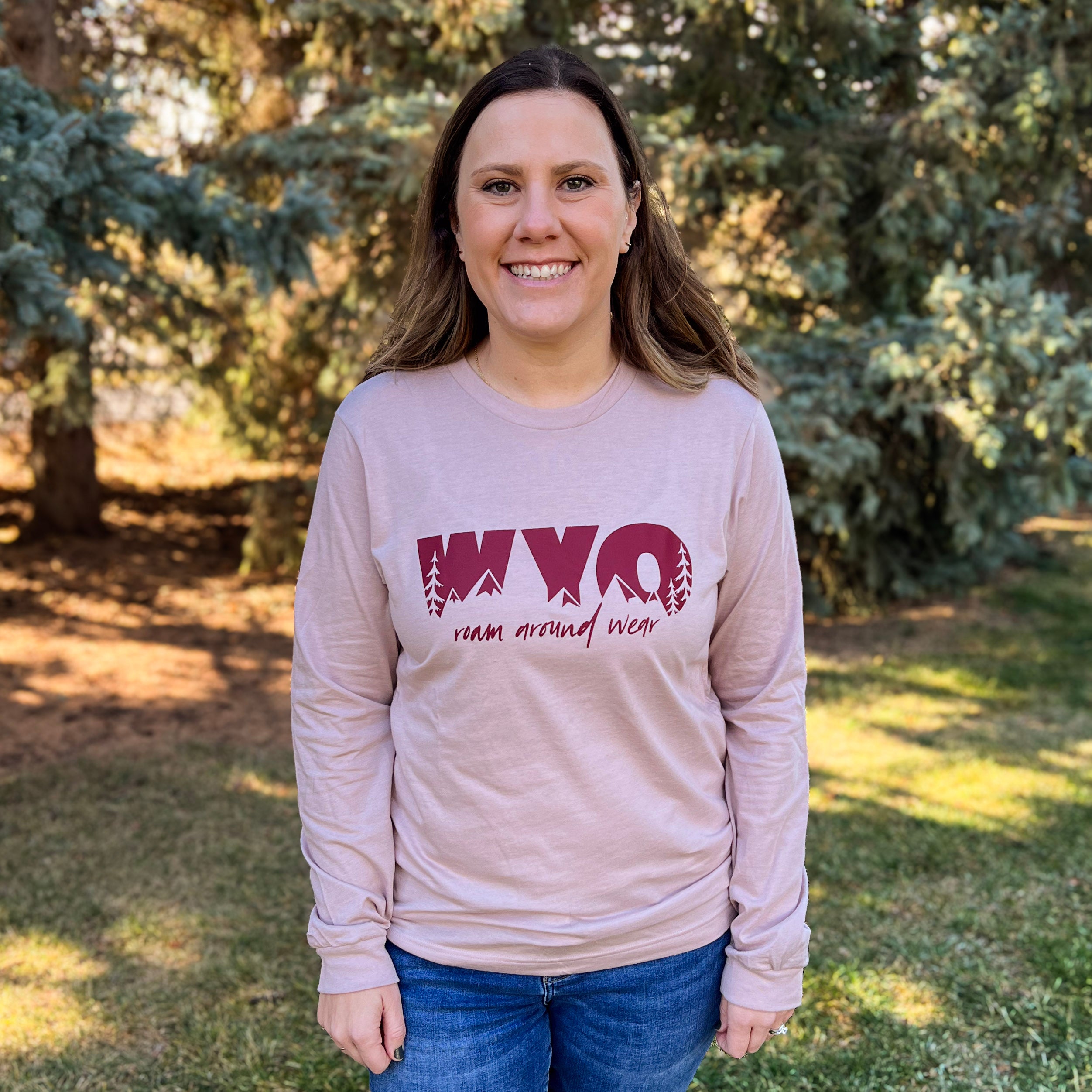 WYO Peaks Long Sleeve - Gravel/Maroon
