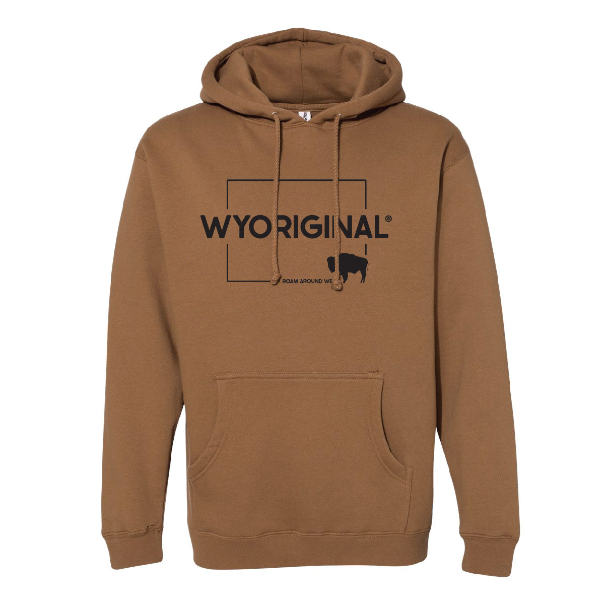 Wyoriginal unisex hoodie. Brown and black hoodie. Heavy weight Wyoming hoodie. Roam Around Wear is a Wyoming t-shirt company based in Gillette, Wyoming