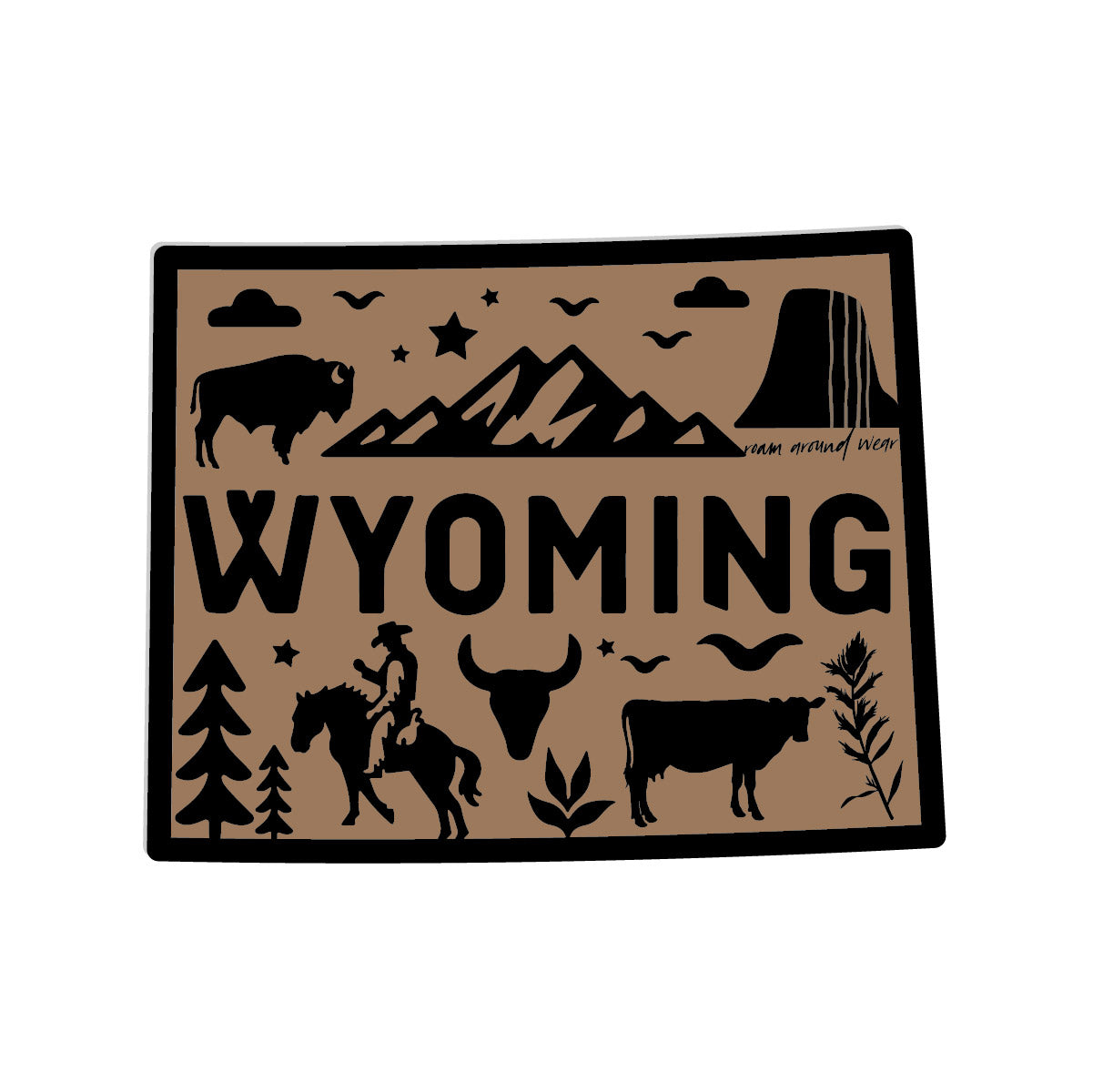 Wyoming Icons Sticker. 3