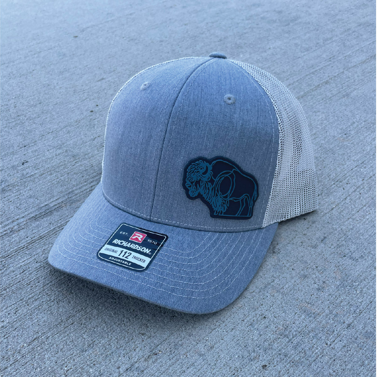Gray Bison trucker hat. Unique wyoming hats. Roam Around Wear is a Wyoming t-shirt company based in Gillette, WY