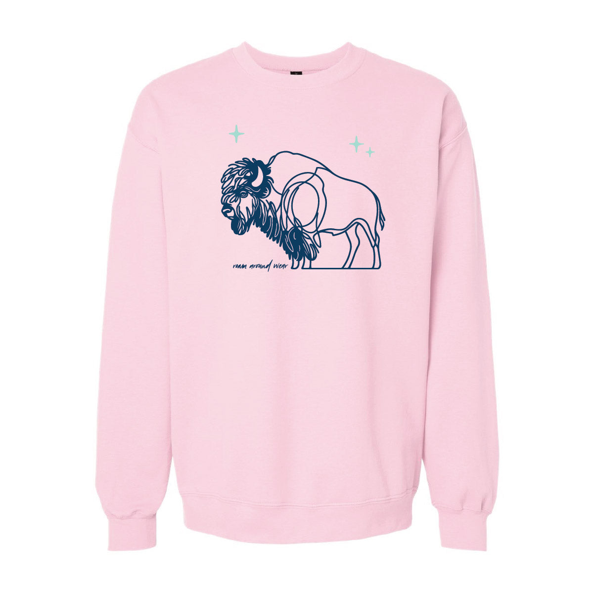 Bison Star crew sweatshirt. Roam Around Wear is a Wyoming T-shirt company based in Gillette, Wyoming