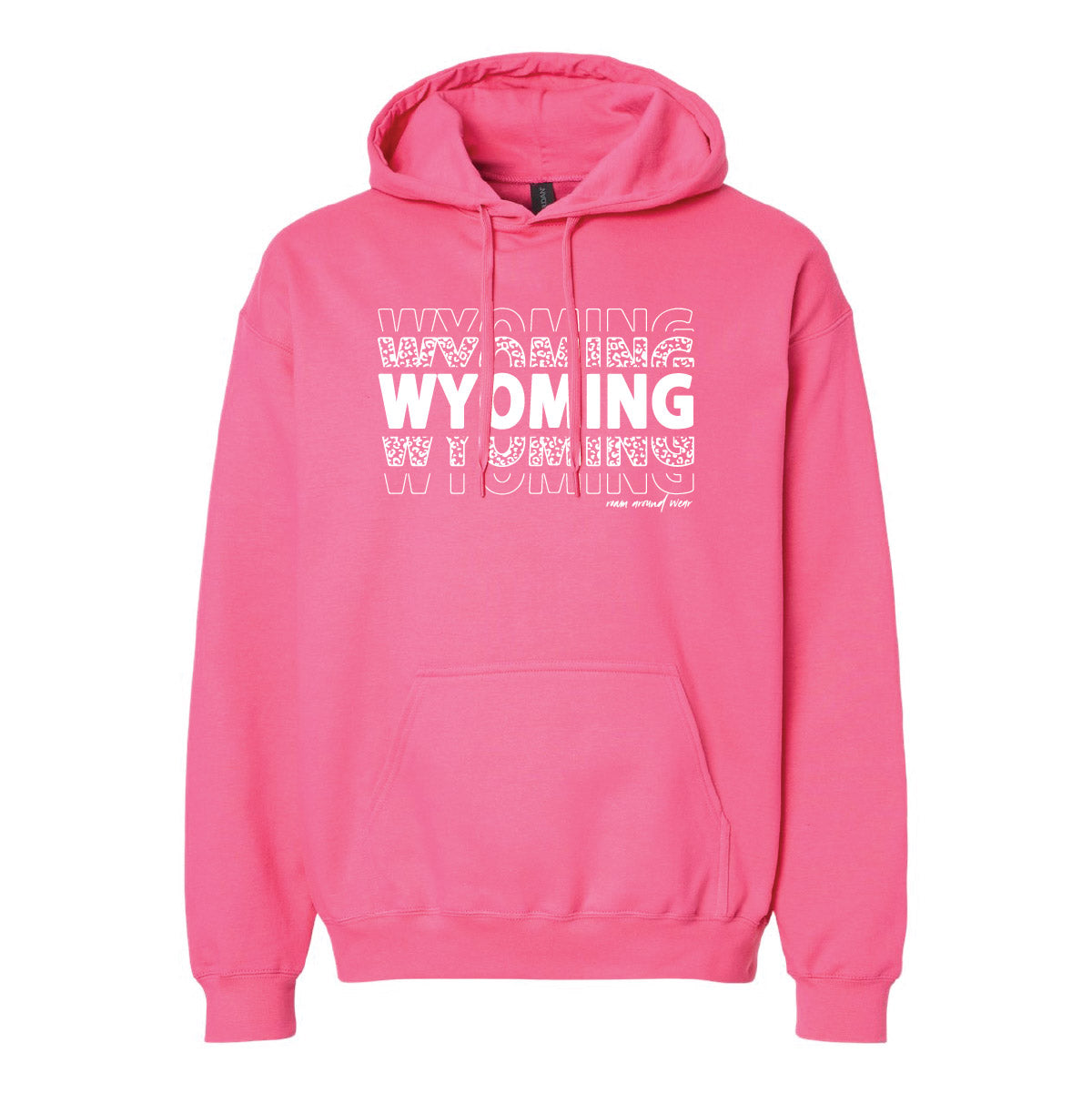 Roam Around Wear is a Wyoming t-shirt company. Unisex Hoodie. Leopard Wyoming Design.