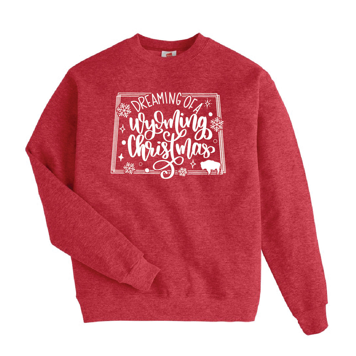 Dreaming of a Wyoming Christmas Hand lettered design by Katie Pearson. Roam Around Wear is a Wyoming t-shirt company from Gillette, Wy.