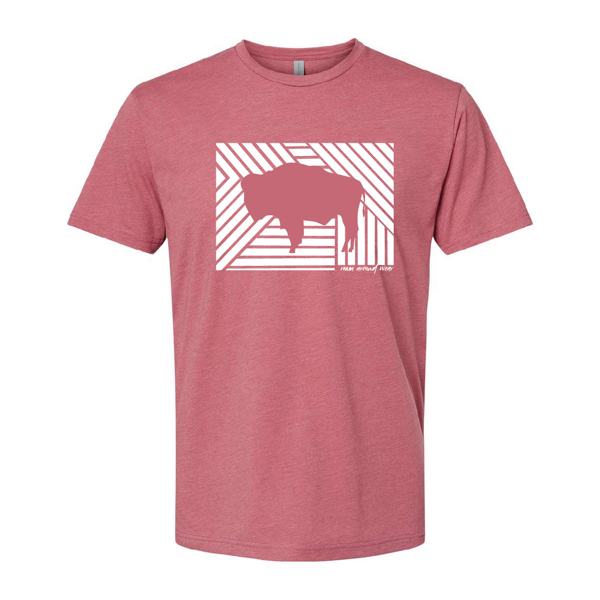 Roam Bison unisex Tee. Pink tee. Wyoming Tee. Western Tee. Roam Around Wear is a Wyoming t-shirt company based out of Gillette, Wyoming