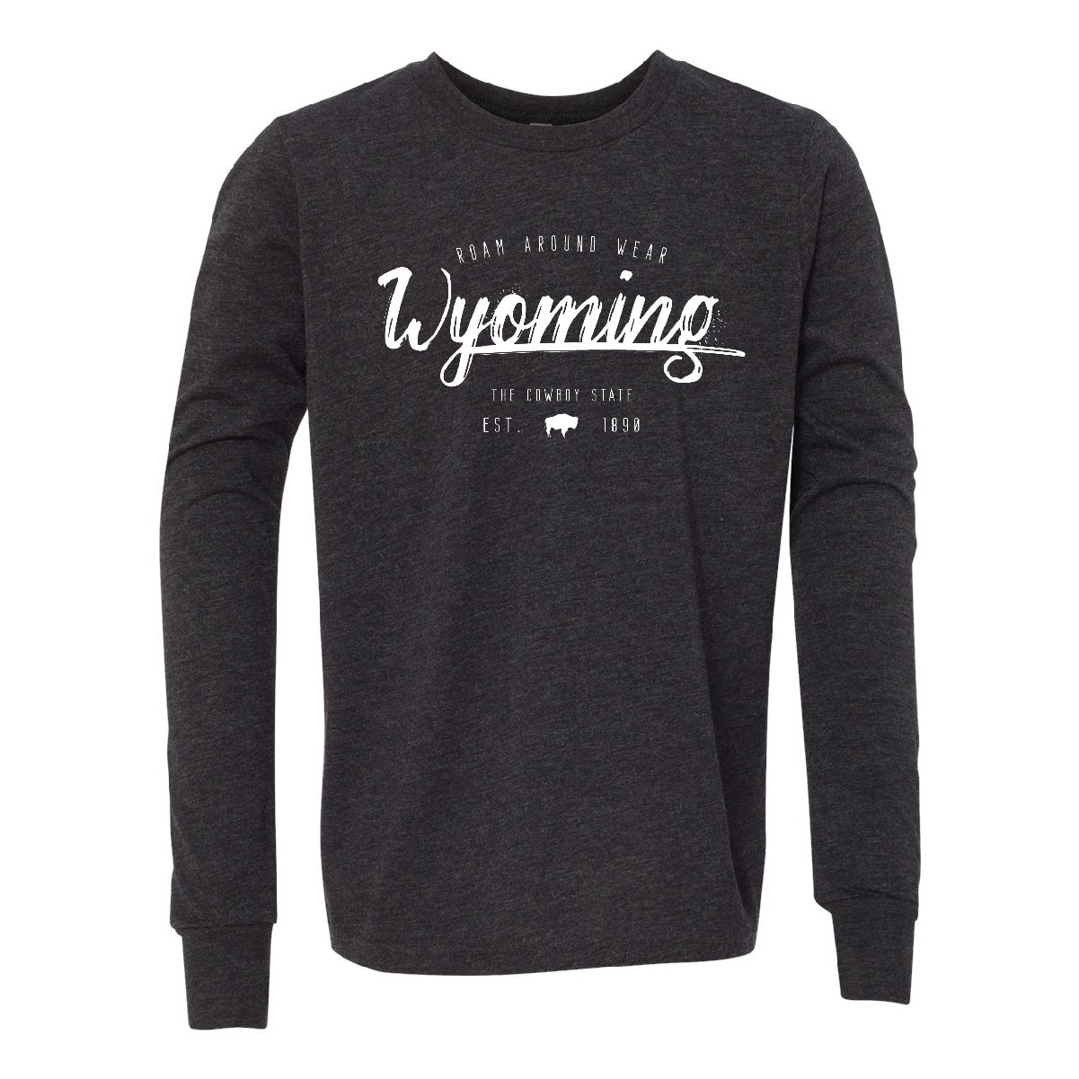 Youth Wyoming Long Sleeve Tee. Roam Around Wear is a Wyoming t-shirt company based out of Gillette, Wyoming