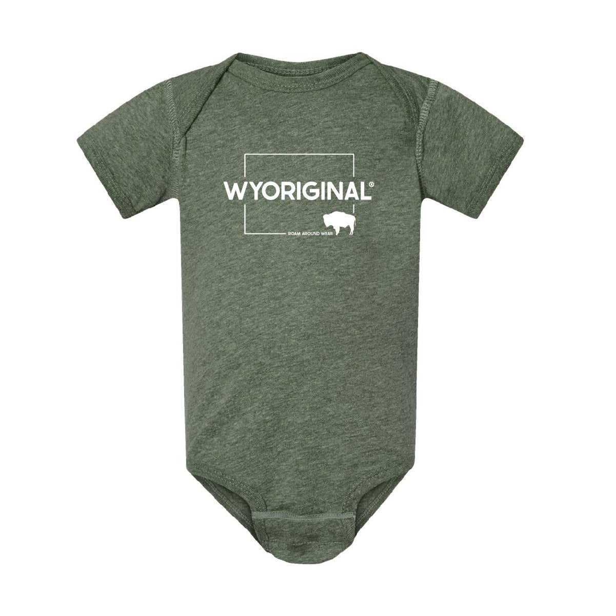 Wyoriginal infant onesie. Roam Around Wear is a women owned Wyoming T-Shirt company based out of Gillette, Wyoming.