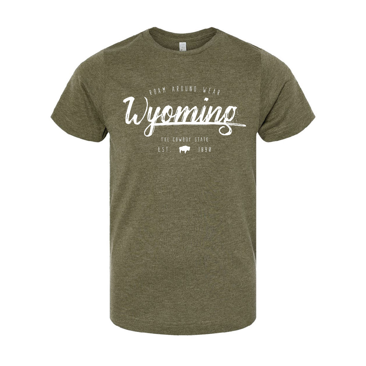 Youth Wyoming  Tee. Roam Around Wear is a Wyoming t-shirt company based out of Gillette, Wyoming