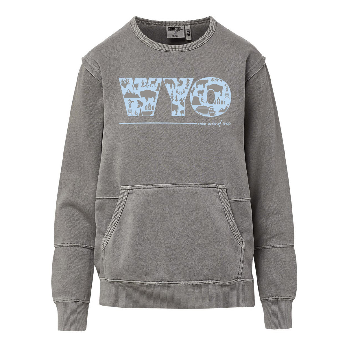 WYO Icon Women’s Pocket Crewneck - Grey/Blue