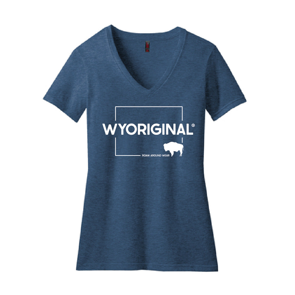 WYORIGINAL® Women's V-Neck Tee. Women's basic tee. Women's Wyoming tee. Roam Around Wear is a Wyoming t-shirt company based out of Gillette, Wyoming