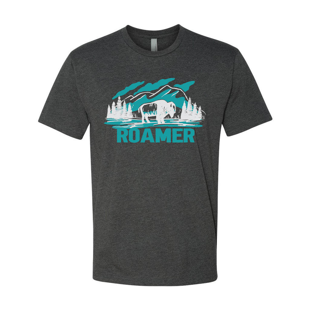 Roamer Bison Graphic Tee. Roam Around Wear is a Wyoming t-shirt company based out of Gillette, Wyoming