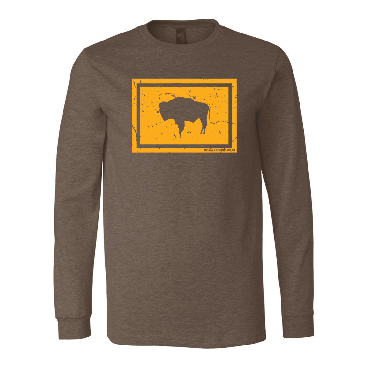 Long sleeve bison t-shirt. Wyoming long sleeve tee. Wyoming t-shirt. Roam Around Wear is a Wyoming t-shirt company based out of Gillette, Wyoming