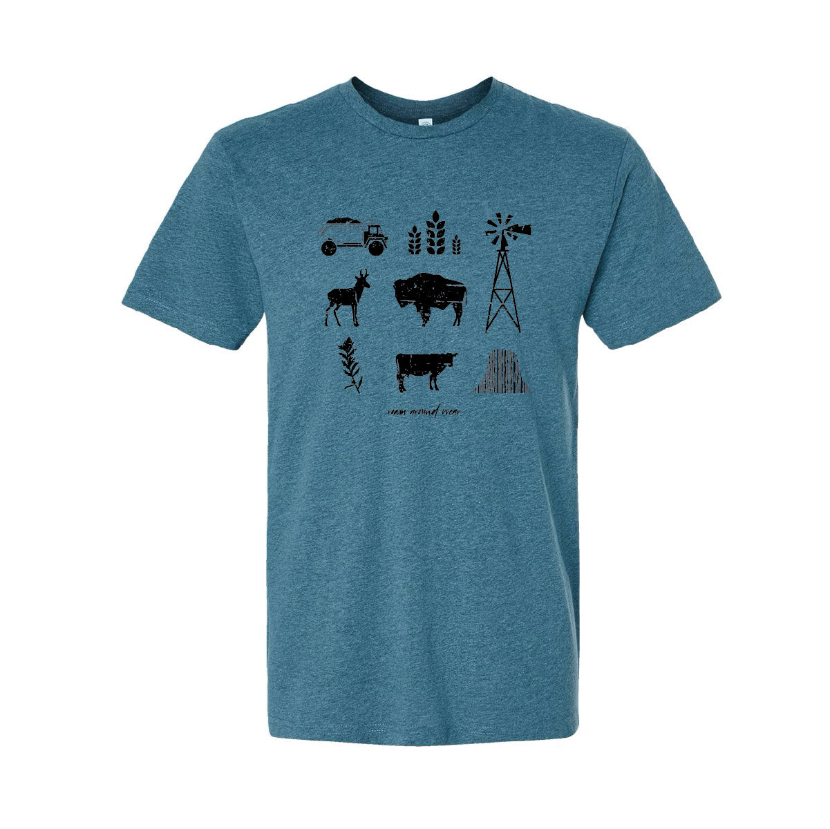 Wyoming Icons Tee by Roam Around Wear, at t-shirt company from Gillette, WY.