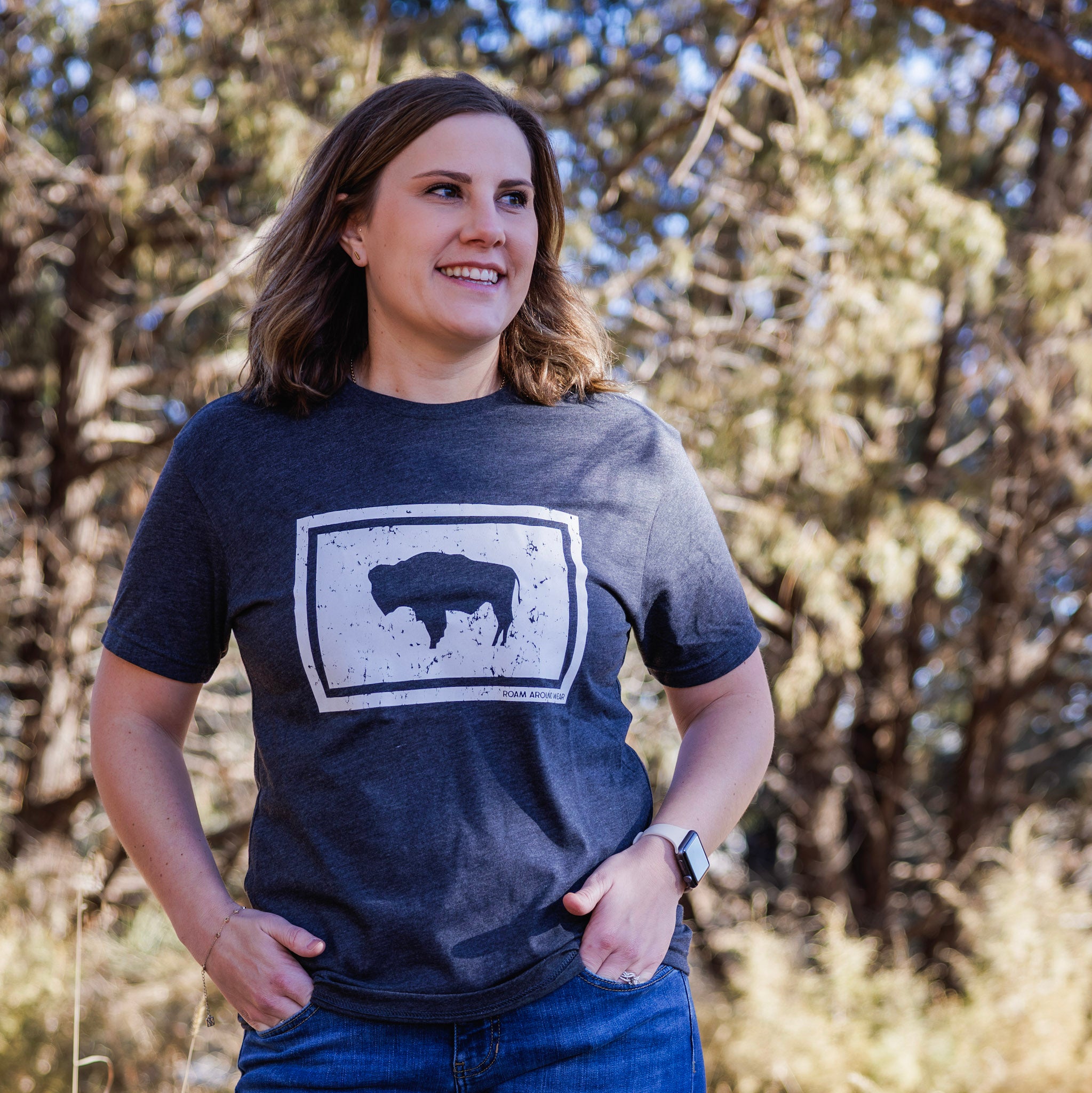 Wyoming Tee Shirt - Bison Tee Shirt - Buffalo Tee Shirt - Roam Around Wear is a Wyoming t-shirt company based in Gillette, Wyoming.