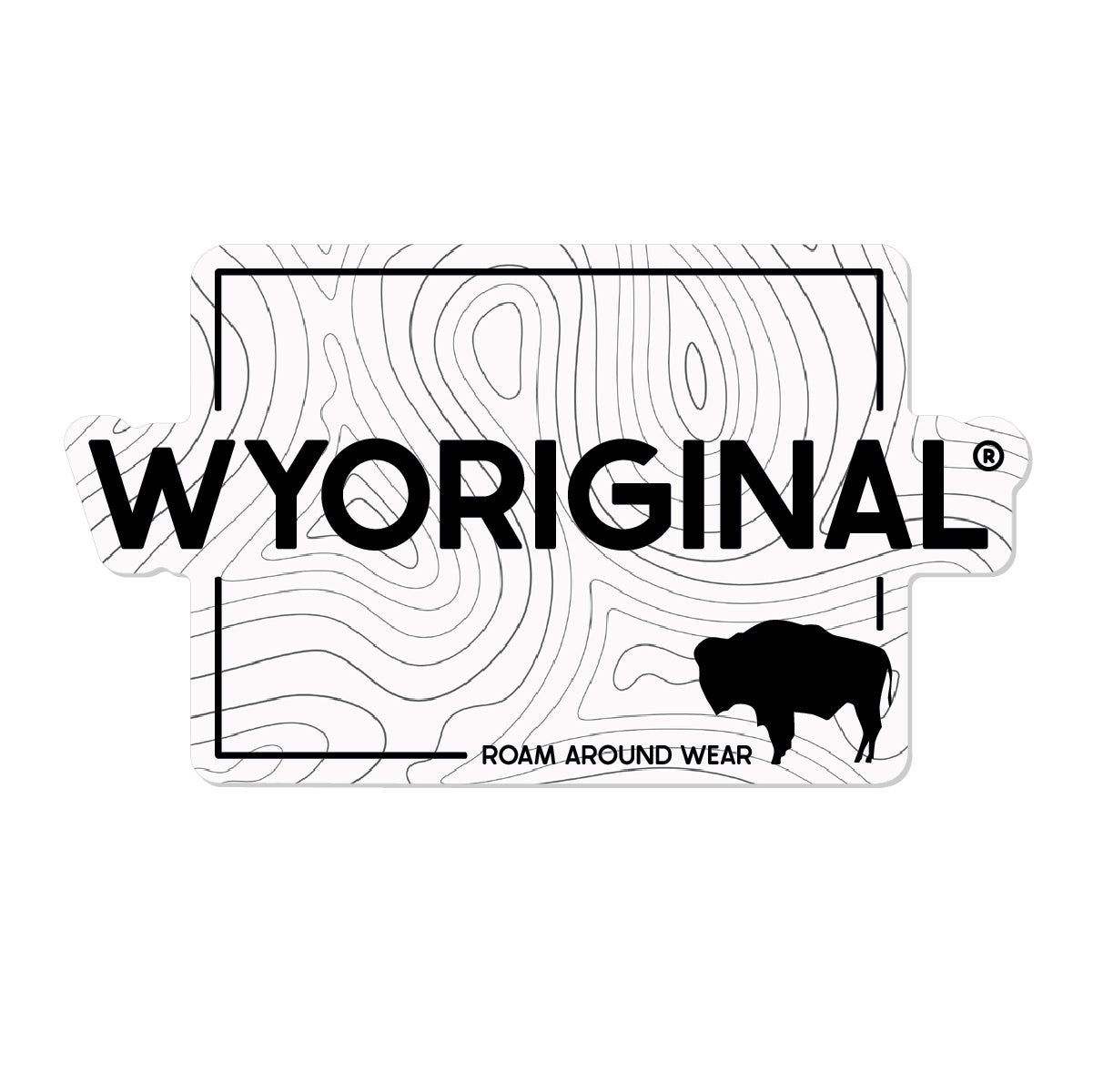 Wyoriginal Topographic black and white sticker. 3.35