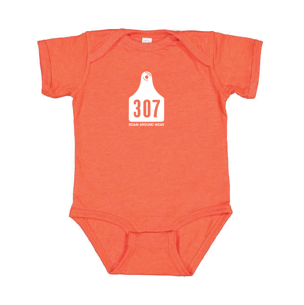 307 Cow Tag Infant Onesie - Vintage Orange